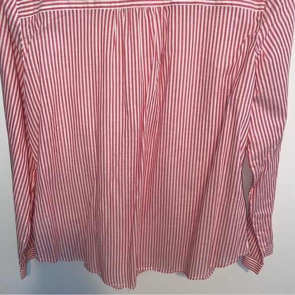 Talbots Top Blouse Womens Large Red Ruffle Neck Pearl Button Shirt Corpcore - Picture 6 of 14